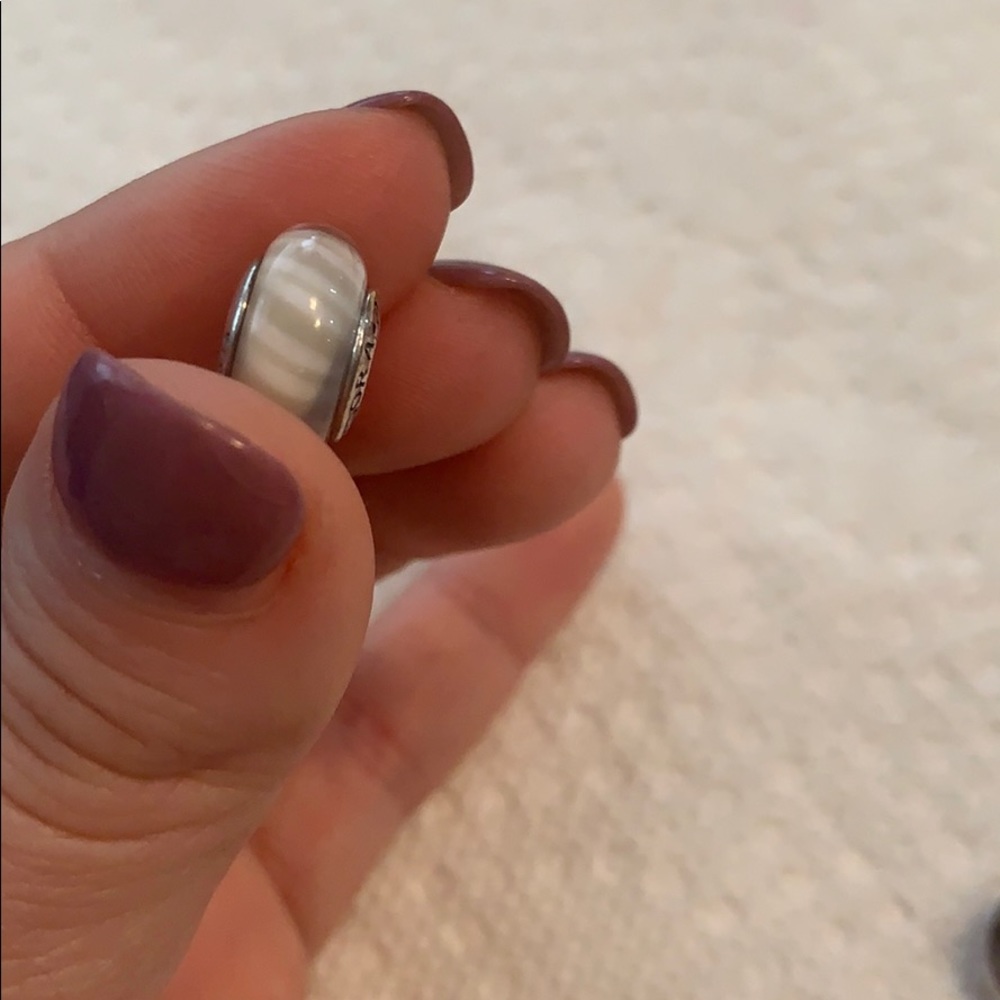 Authentic white pandora glass charm